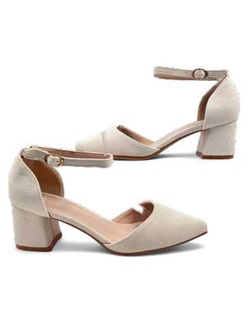 Sandalia de tacón de vestir color beige - Timbos Zapatos