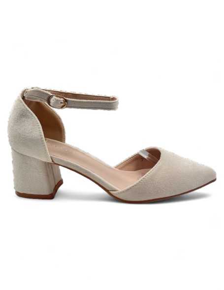 Sandalia de tacón de vestir color beige - Timbos Zapatos