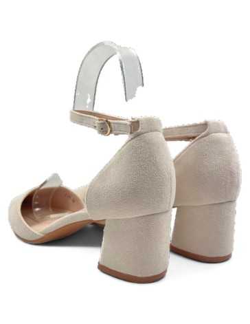 Sandalia de tacón de vestir color beige - Timbos Zapatos