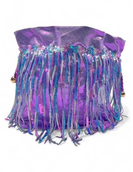 Bolso de fiesta bombonera flecos color morado - Timbos zapatos