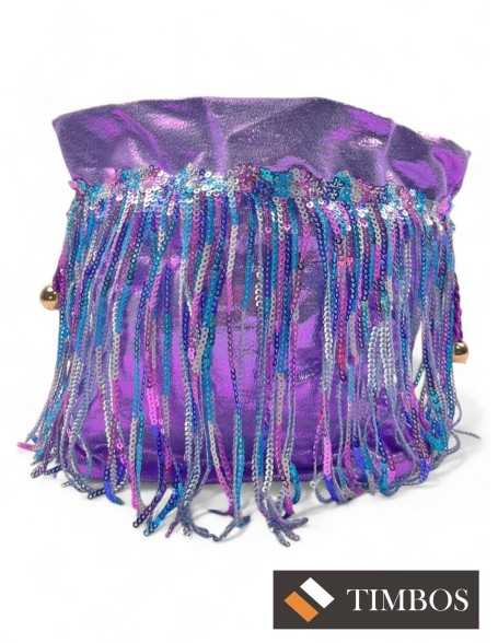 Bolso de fiesta bombonera flecos color morado - Timbos zapatos