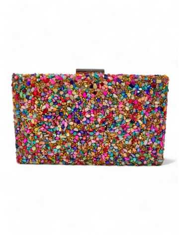 Clutch pedrería color multi/plata - Timbos zapatos