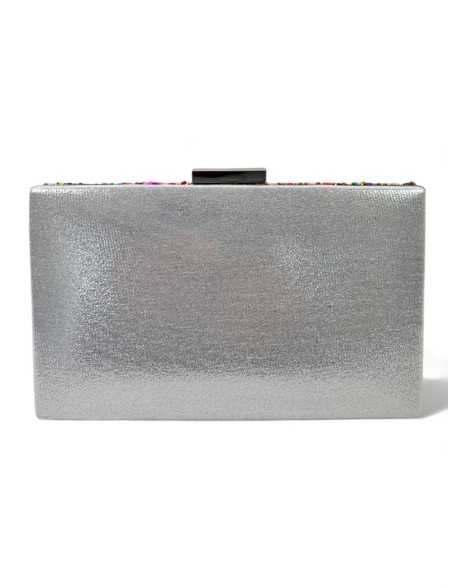 Clutch pedrería color multi/plata - Timbos zapatos