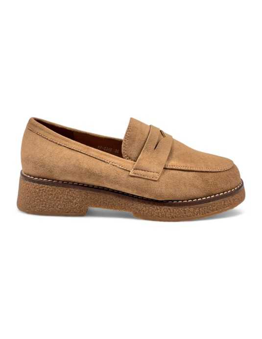 Mocasin vestir de mujer color beige - Timbos zapatos