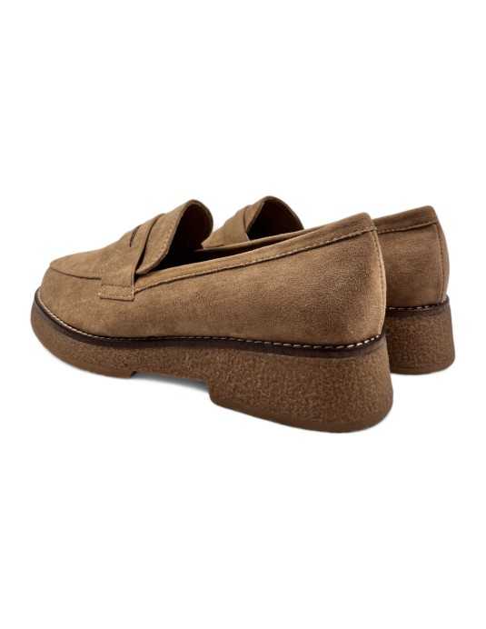 Mocasin vestir de mujer color beige - Timbos zapatos