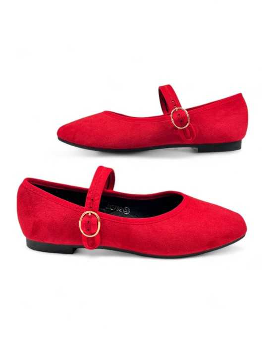 Mercedes plano vestir de mujer color rojo - Timbos zapatos