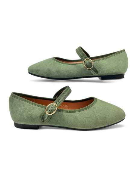 Mercedes plano vestir de mujer color verde - Timbos zapatos