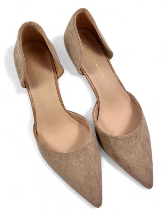 Salón con tacón fino beige de mujer - Timbos Zapatos