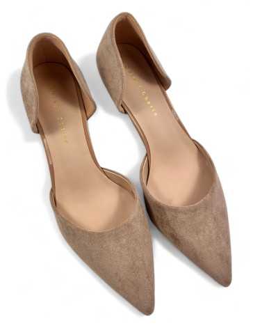 Salón con tacón fino beige de mujer - Timbos Zapatos