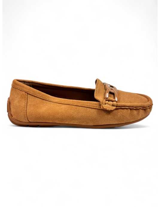 Mocasin vestir de mujer color camel - Timbos zapatos