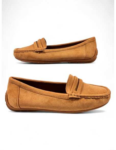 Mocasin vestir de mujer color camel - Timbos zapatos