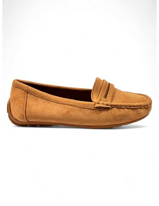 Mocasin vestir de mujer color camel - Timbos zapatos