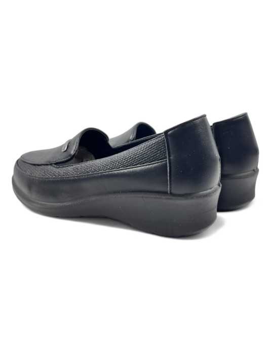 Mocasín con cuña de mujer color negro - Timbos Zapatos