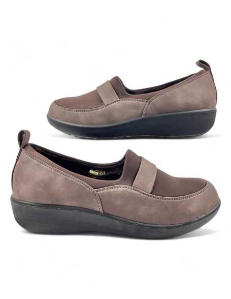 Mocasín con cuña de mujer color marron - Timbos Zapatos