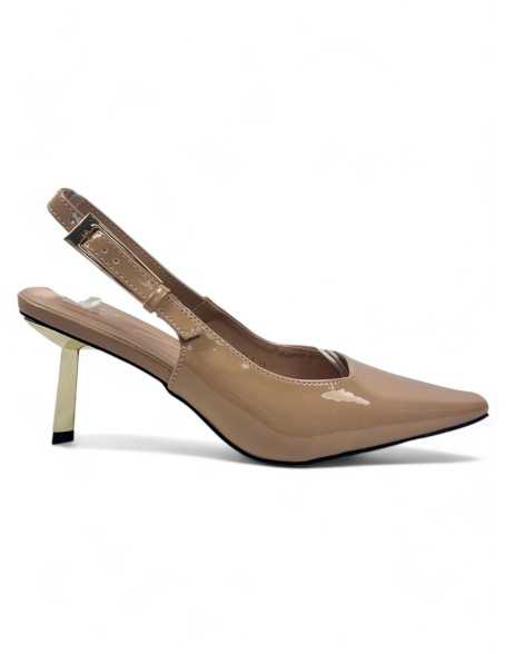 Sandalia tacon fiesta color beige - Timbos Zapatos