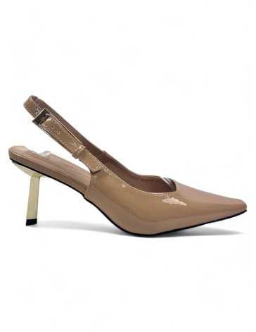 Sandalia tacon fiesta color beige - Timbos Zapatos