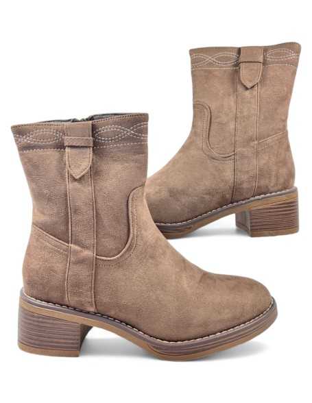 Botín campero de mujer en color taupe - Timbos Zapatos