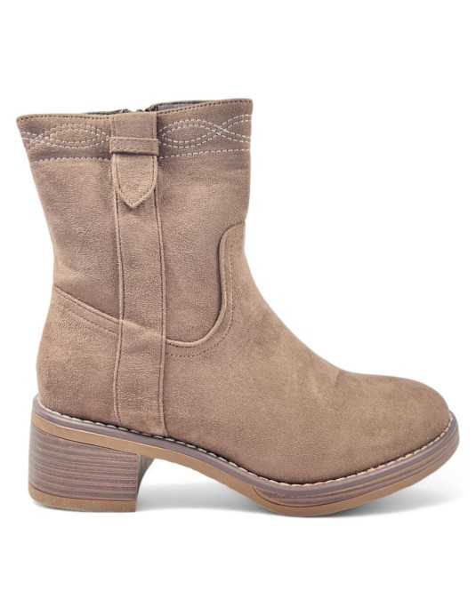 Botín campero de mujer en color taupe - Timbos Zapatos