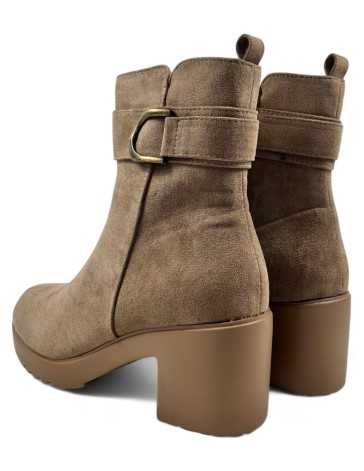 Botín tacón de mujer en color beige - Timbos Zapatos