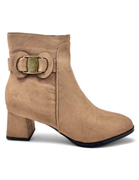 Botín tacón de mujer en color taupe - Timbos Zapatos