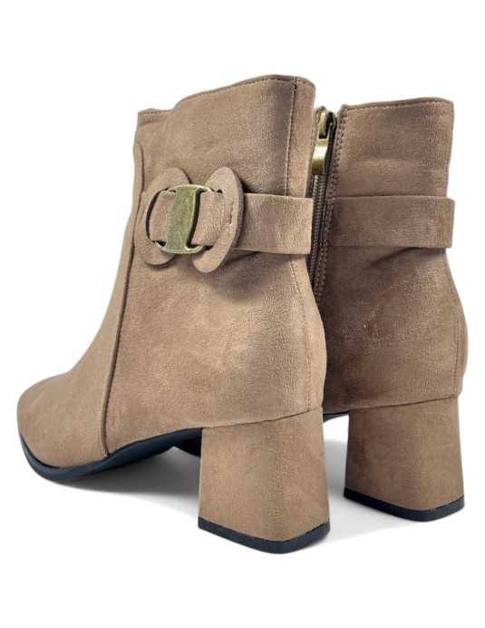 Botín tacón de mujer en color taupe - Timbos Zapatos