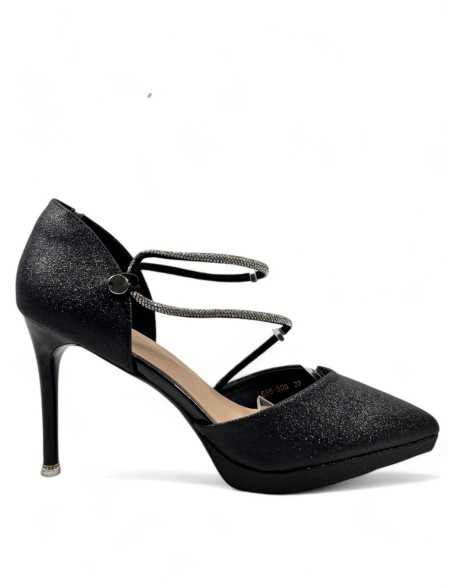 Sandalia tacon fiesta color negro - Timbos Zapatos