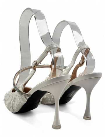 Sandalia de tacon para novia, blanco - Timbos zapatos