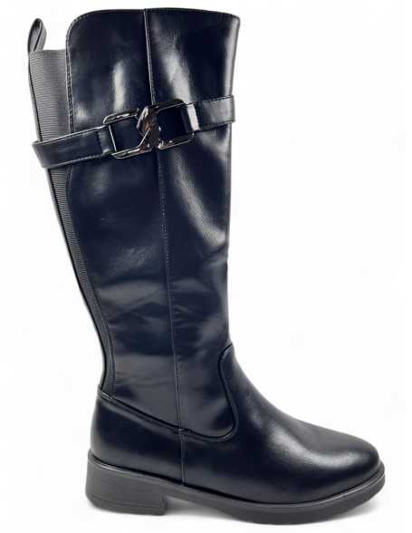 Bota plana de mujer en color negro, cómoda - Timbos Zapatos