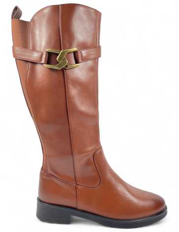 Bota plana de mujer en color cuero, cómoda - Timbos Zapatos