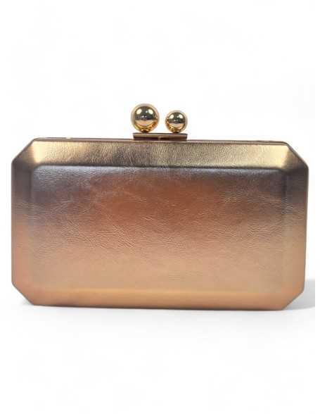 Clutch de fiesta metalizado color champagne - Timbos Zapatos