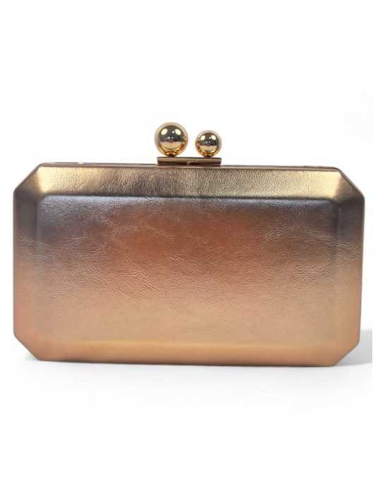 Clutch de fiesta metalizado color champagne - Timbos Zapatos