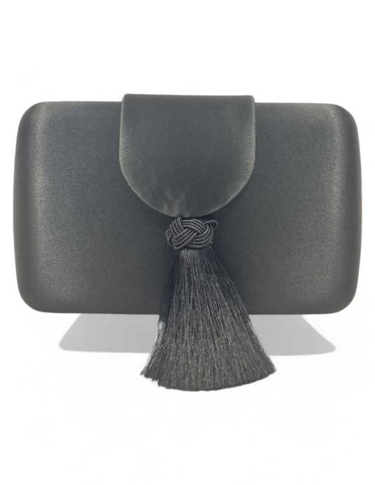 Clutch de fiesta textil raso color negro - Timbos Zapatos