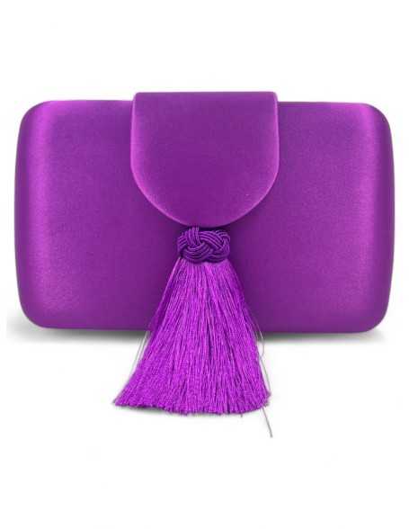 Clutch de fiesta textil raso color buganvilla - Timbos Zapatos