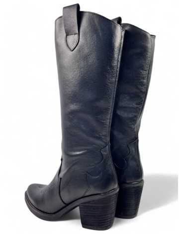 Botas cowboy de piel para mujer en color negro - Timbos Zapatos