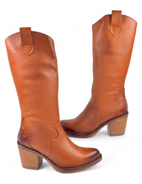 Bota cowboy de mujer en color cuero - Timbos Zapatos