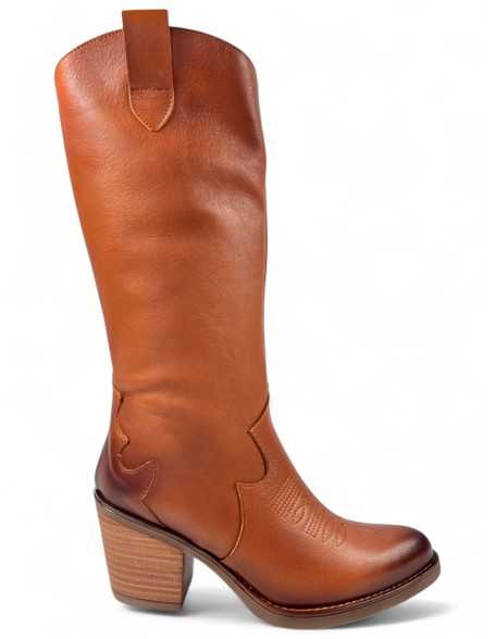 Bota cowboy de mujer en color cuero - Timbos Zapatos