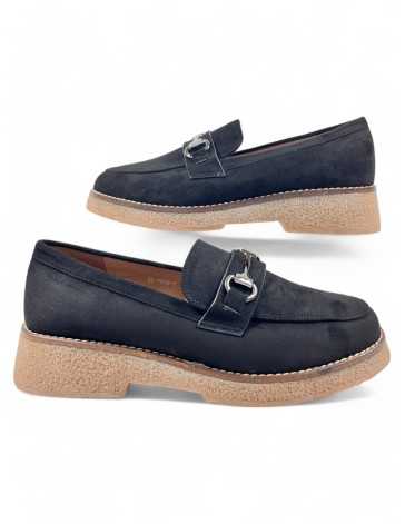 Mocasin cómodo de vestir de mujer color negro - Timbos zapatos