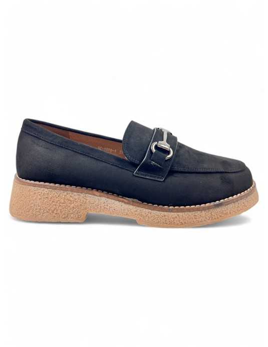 Mocasin cómodo de vestir de mujer color negro - Timbos zapatos