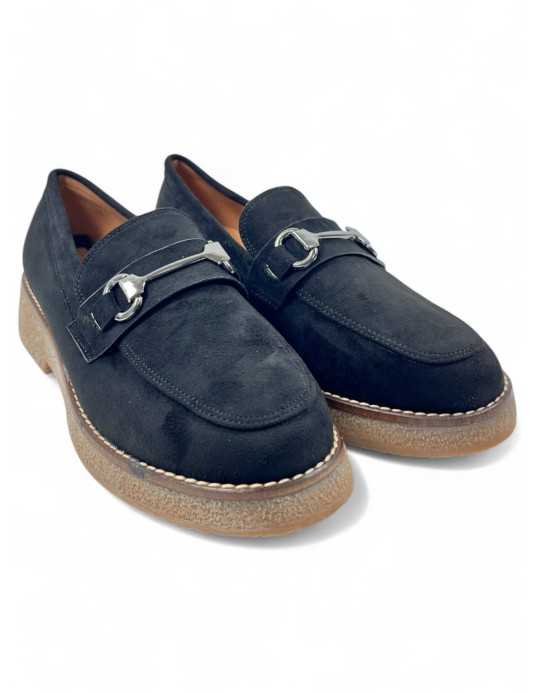 Mocasin cómodo de vestir de mujer color negro - Timbos zapatos