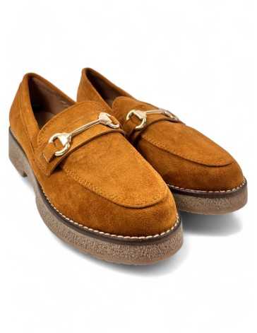 Mocasin cómodo de vestir de mujer color camel - Timbos zapatos