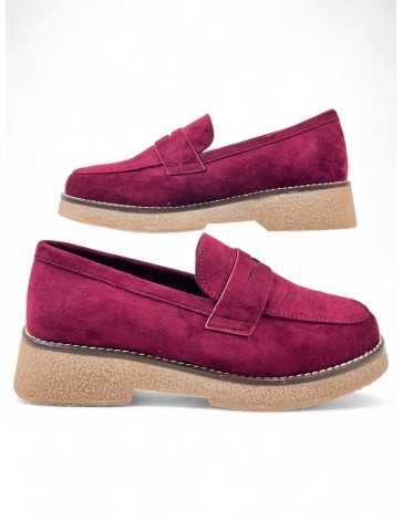 Mocasin cómodo de vestir de mujer color burdeos - Timbos zapatos