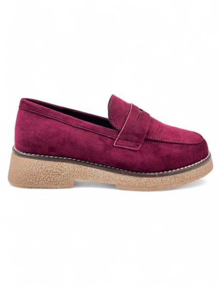 Mocasin cómodo de vestir de mujer color burdeos - Timbos zapatos