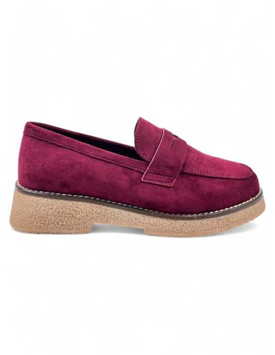 Mocasin cómodo de vestir de mujer color burdeos - Timbos zapatos