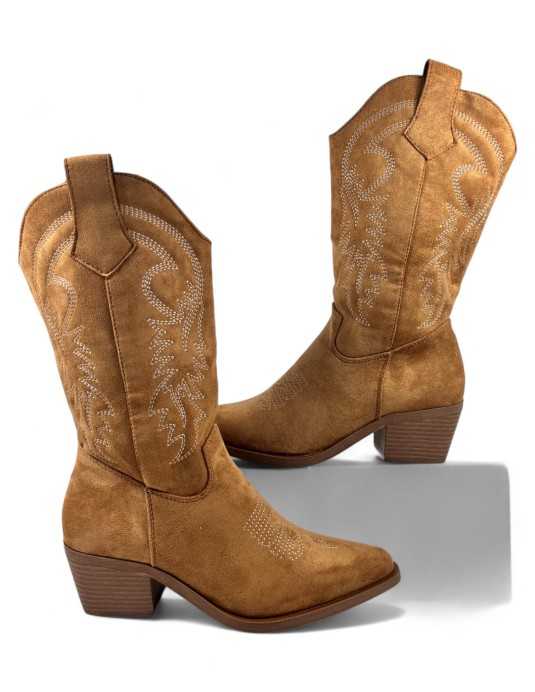 Bota cowboy de mujer en color camel - Timbos Zapatos