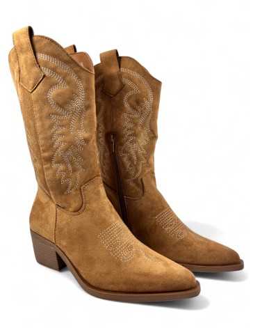 Bota cowboy de mujer en color camel - Timbos Zapatos