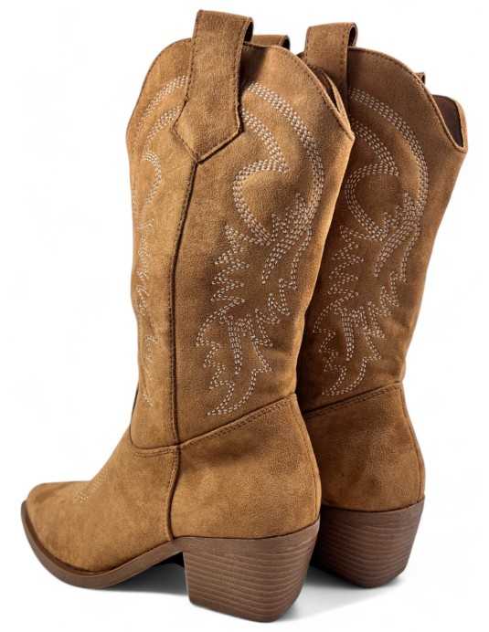 Bota cowboy de mujer en color camel - Timbos Zapatos