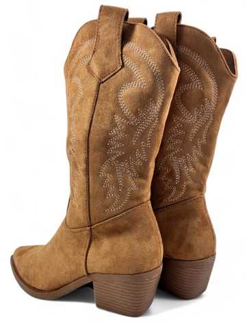 Bota cowboy de mujer en color camel - Timbos Zapatos