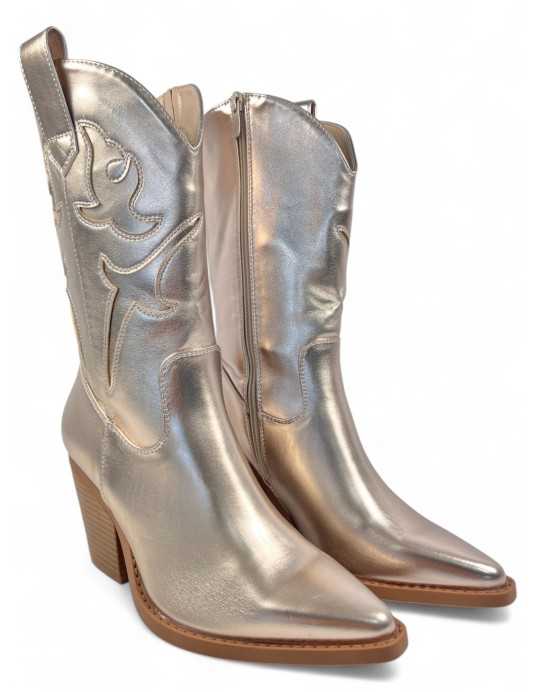 Bota cowboy de mujer en color oro - Timbos Zapatos