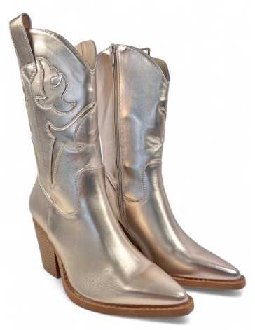 Bota cowboy de mujer en color oro - Timbos Zapatos