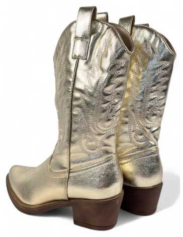 Bota cowboy de mujer en color oro - Timbos Zapatos